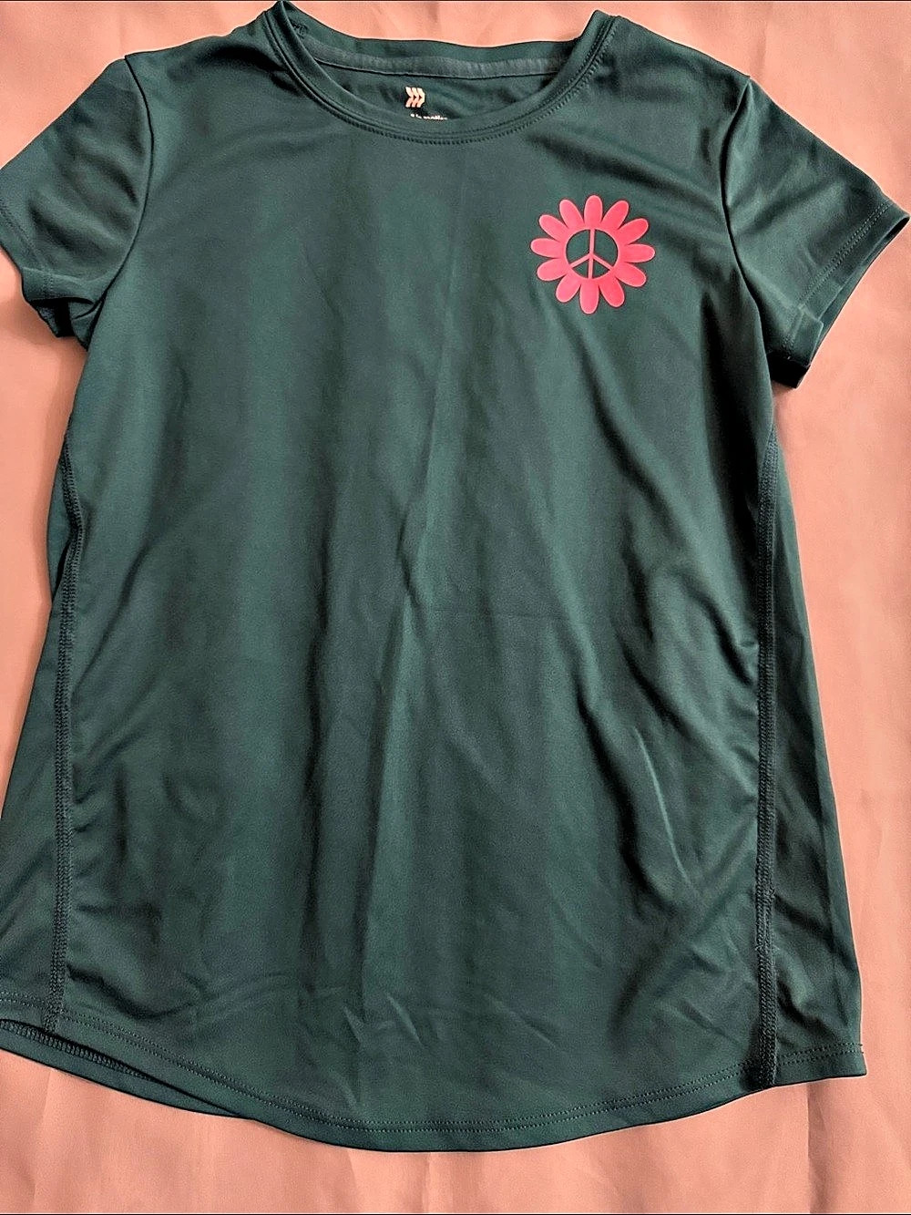 all in motion Athletic Short Sleeve Top Green Pink Size Large Like New